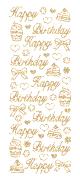 Glitter Sticker - Happy birthday, gold